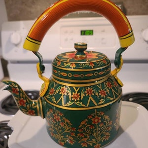 Tea Kettle-kaushalam Hand Painted Emerald Green Teapot, Jaipur City Mural  Art, Gift for Parents, Gift for Art and Tea Lover, 