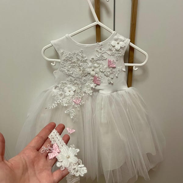 Elena Taufkleid Hochzeitskleid – Festliches Sommerkleid In Ivory, Aus Baumwolle & Tüll