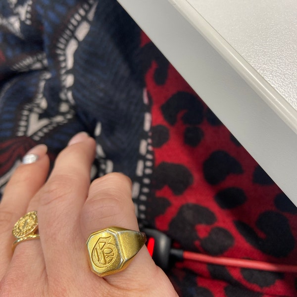 Lucky Number Signet Ring by Caitlyn Minimalist • Bold Engraved Ring ...