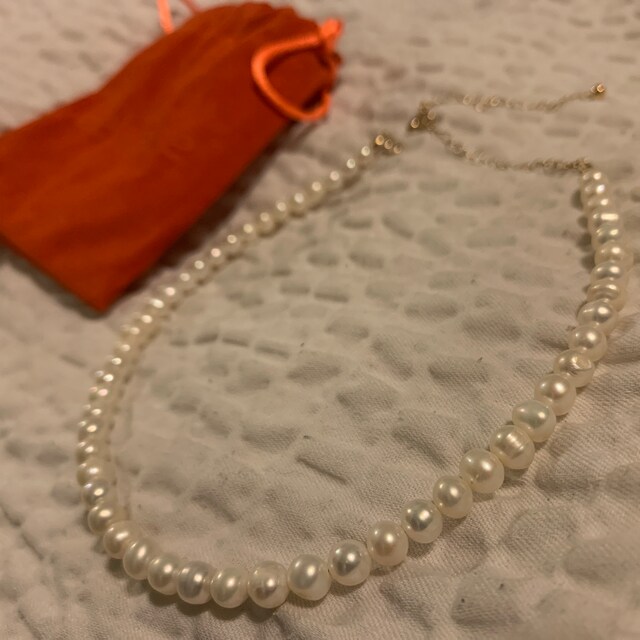 CLAM 14K Gold Filled Real Pearl Necklace Choker, Freshwater