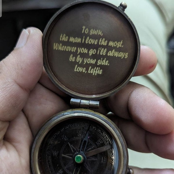 Engraved Compass, Personalized Bronze Compass, Working Compass ...
