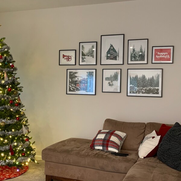 SET OF 6 Winter Forest Prints , Reindeer Photo, Chalet, Snow Christmas ...