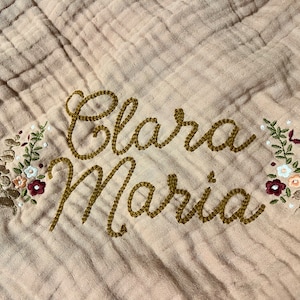 Personalized Embroidered Baby Blanket, Swaddle With Name and Floral ...