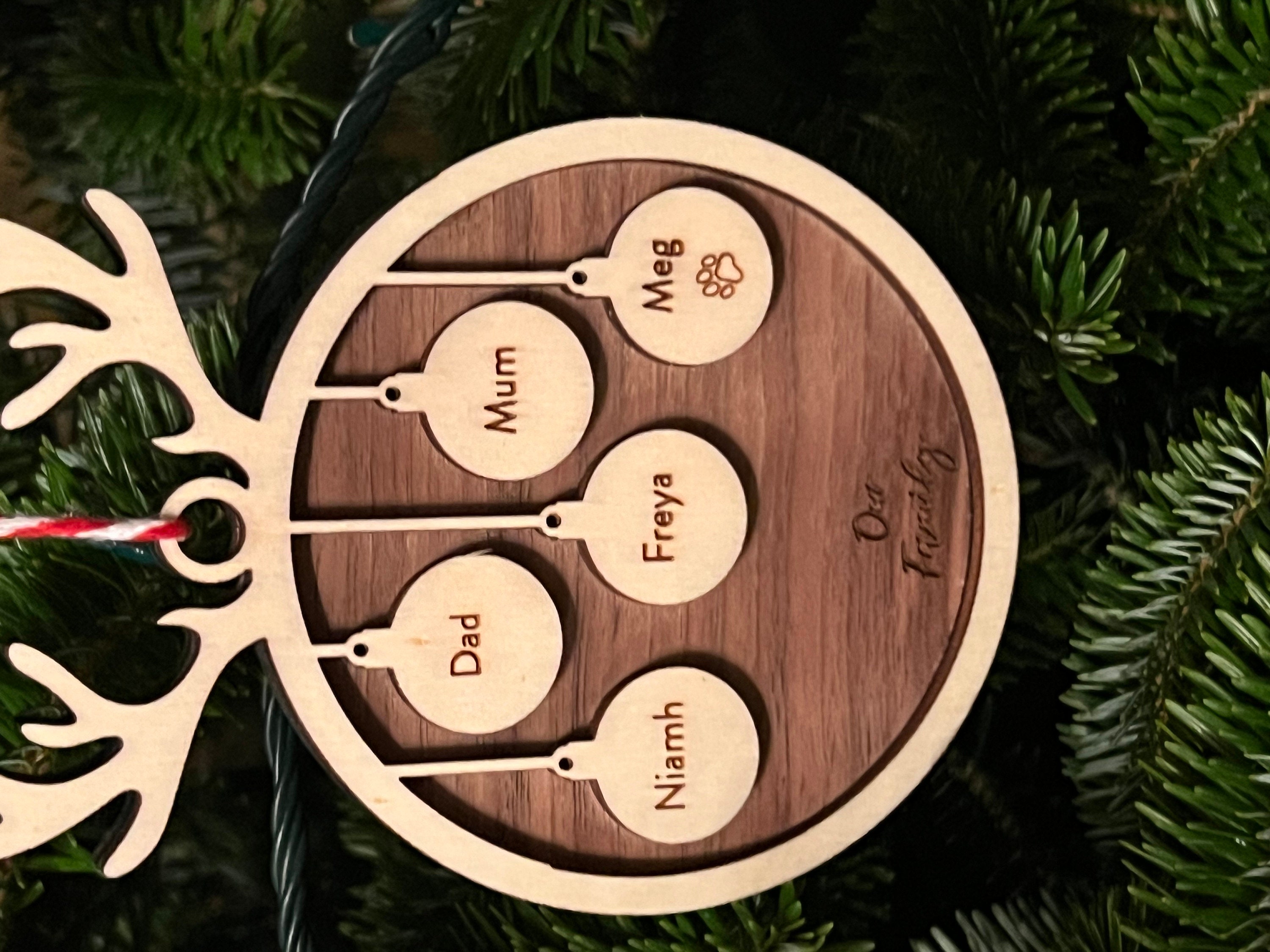 Personalised Family Christmas Ornament, Hanging Stockings, Custom, Family Gift Decor, First Family Christmas Decoration, Names, 2021 2022