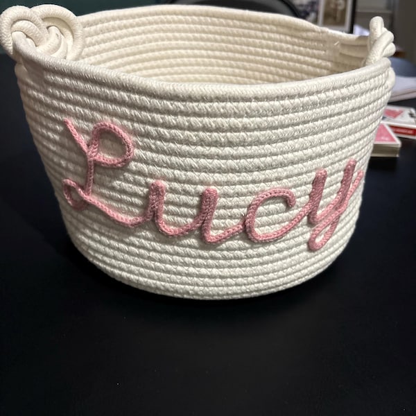 Personalized Baby Shower Gift Basket, Rope Cotton Baby Gift Basket ...