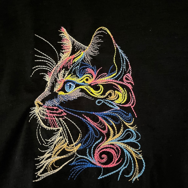 Cat Machine Embroidery Design Fluffy Rainbow Cat 9 Sizes to Download ...