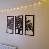 Metal Wall Art Decor 3D Sculpture 3 Piece Oak Tree Modern Decor Tree of ...