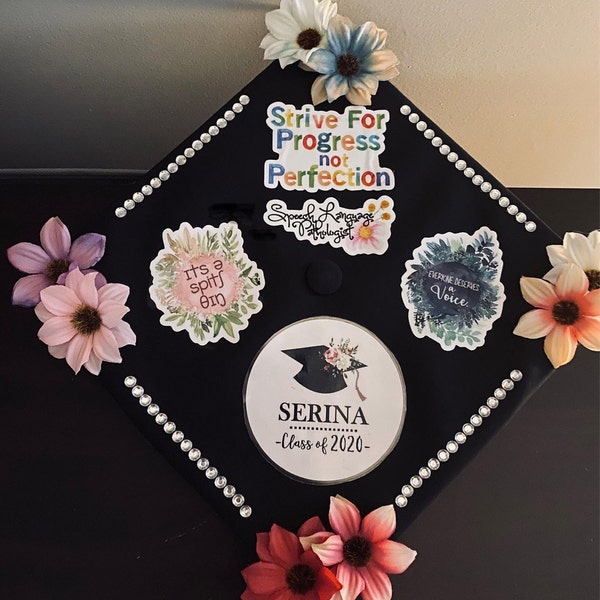 Graduation Stickers - Custom Floral Graduation Stickers - Flower ...