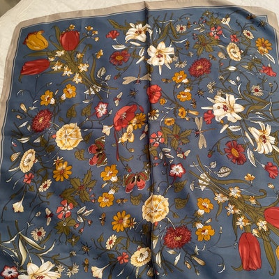 Floral Silk Scarf Bandana Silk Blend Square Scarves Neckerchief / Bag ...