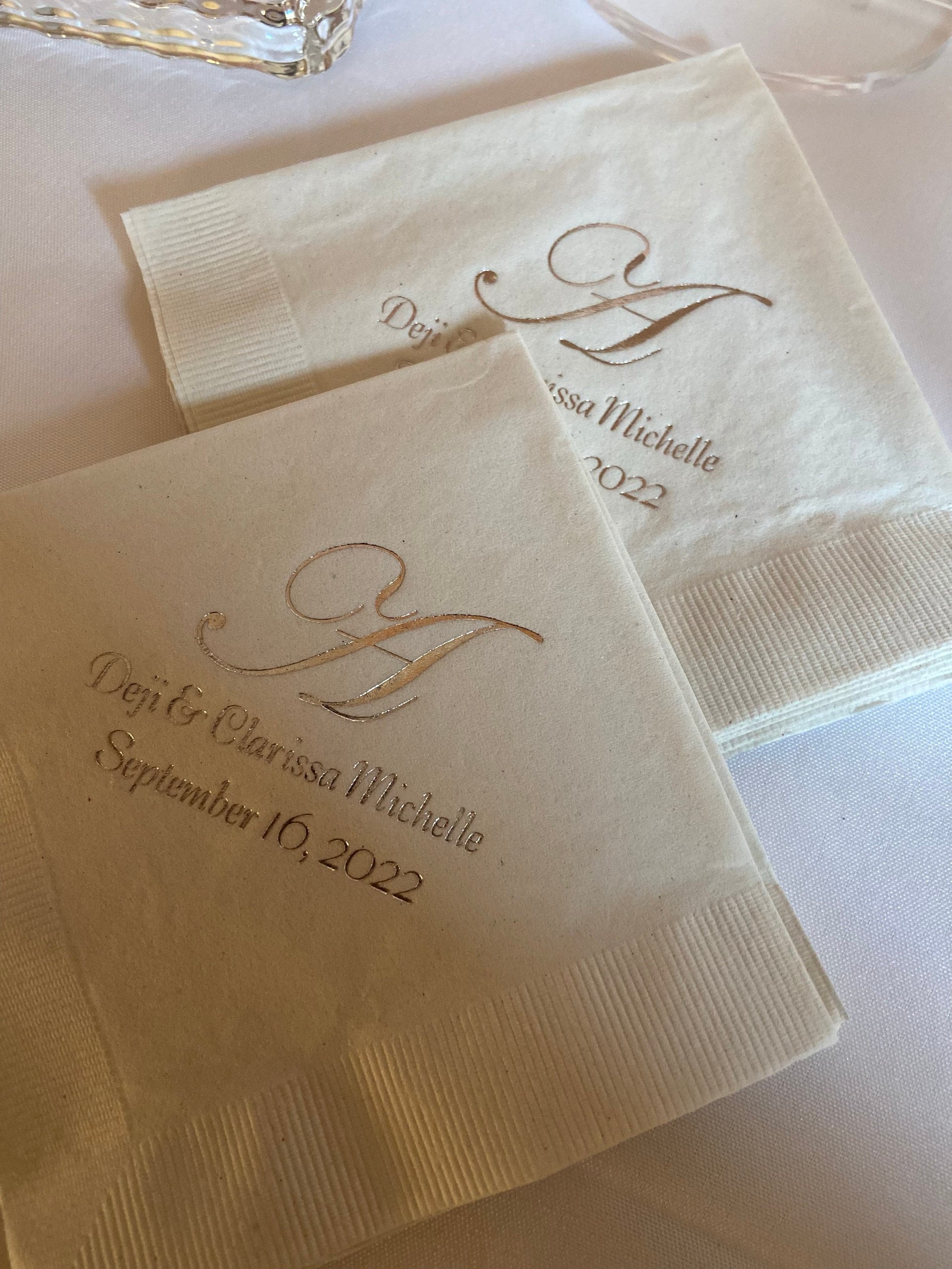 Monogrammed Wedding Napkins Personalized Wedding Reception Napkins Monogram, Party/Wedding Gift
