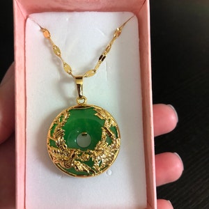 Genuine Green Jade Pendant Plated With 