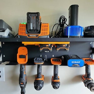 Power Tool Rack Organizer With Battery Rack and Charging - Etsy