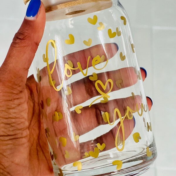 Love You • 16oz Glass Can Cutfile, Svg Dxf Png Files Digital Download ...