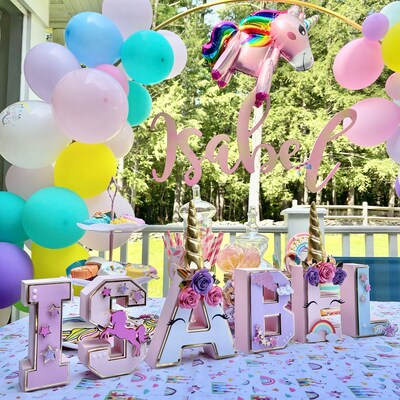 Unicorn Birthday Party 3D Letter Decoration. Custom Baby Girl - Etsy