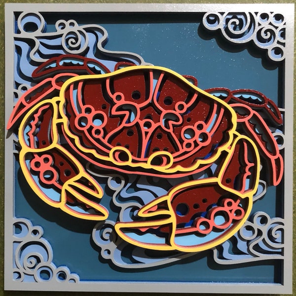 Crab 3D Mandala Svg, Multilayer Panel for Laser Cutting, Layered SVG ...
