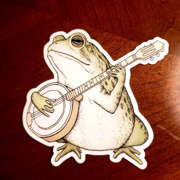 Bluegrass Vinyl Sticker - Banjo Frog Bumper Sticker - Waterproof Water ...
