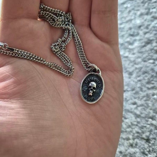 Men's Necklace Memento Mori Pendant Handmade in Sterling Silver - Etsy