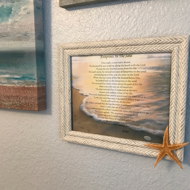 Empreintes De Pas Dans Le Sable # 1 Poème Citation Paroles Prière Chanson Jésus Pas Mots Pas Poster