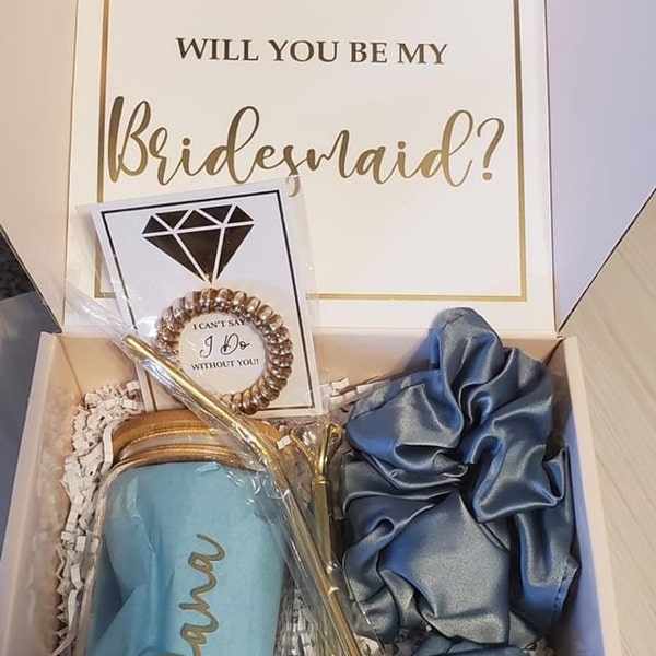 Gold Will You Be My Bridesmaid Proposal Box Set, Personalized ...