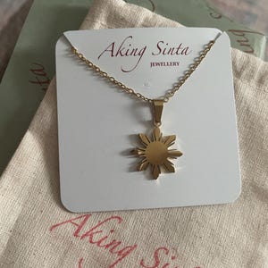 Philippine Sun Necklace | 18K Gold Plated Stainless Steel | Araw | Filipino | Minimalist | Pinoy | Pinay | Waterproof | Nickel & Lead-Free