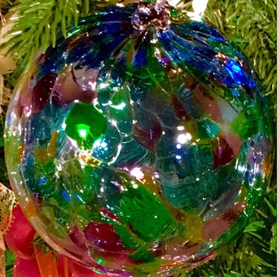 Blue Multi Color Mix, Blown Glass Ornament - Etsy
