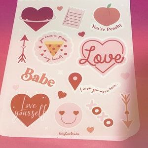 Love Sticker Sheet Valentines Day Stickers Cute Stickers Journal Stickers  Laptop Stickers Scrapbook Stickers 