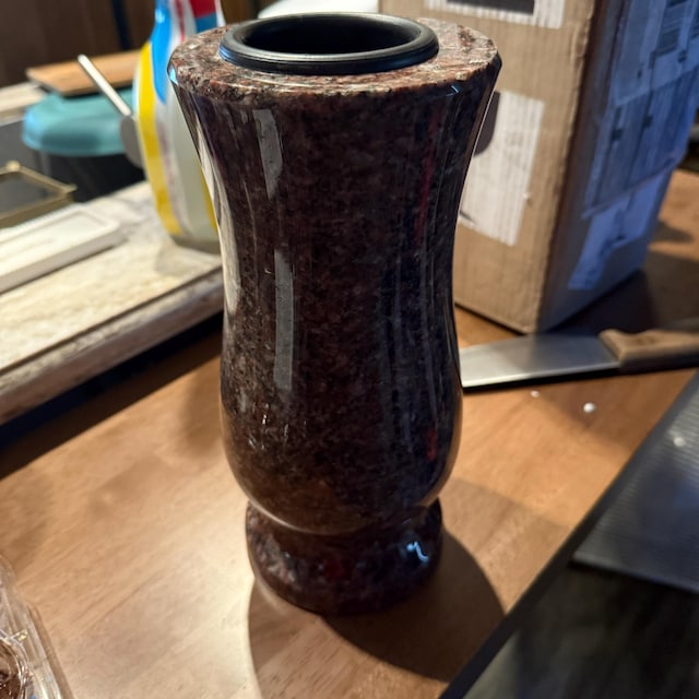 Red Granite Vases for Graves, A Grave Stone Vase for a Cemetery, Granite Memorial Vases for Graves, Funeral Vases for Graves, Cemetery Decor