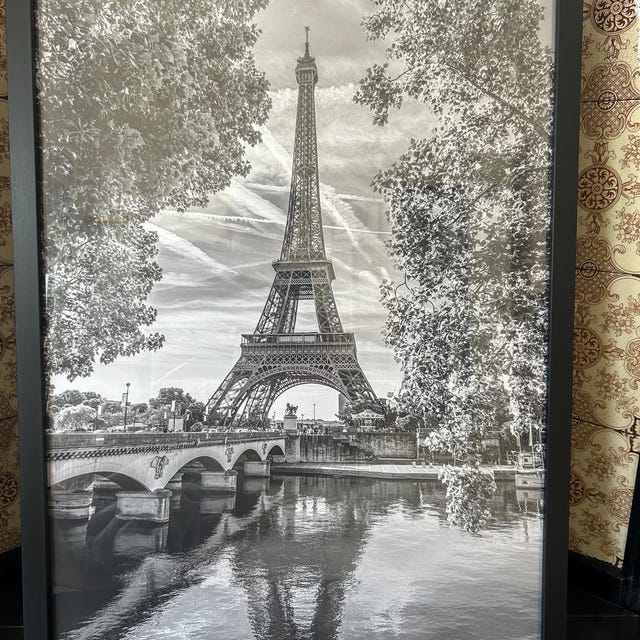 パリの白黒ファインアート写真プリント、エッフェル塔とセーヌ川の