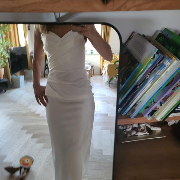 White Midi Dress | Wedding Midi Dress | Simple Wedding Dress | V-neck ...