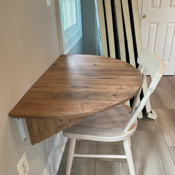 Round Wall Mounted Folding Table With Shelves, Space Saving Table ...