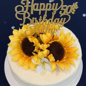 Any Name Any Age 50th Birthday Cake Topper Fifty Cake Etsy