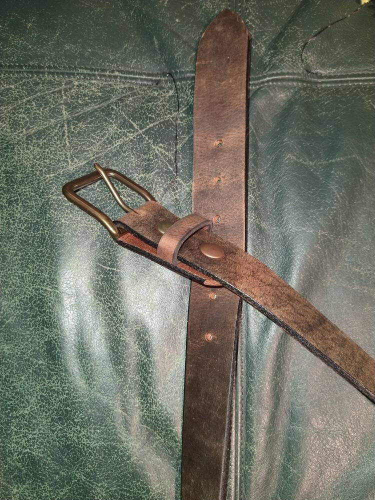 Leather Belt, Buffalo 1.5” Mens Dress Belt Amish Handmade Full Grain Made in USA