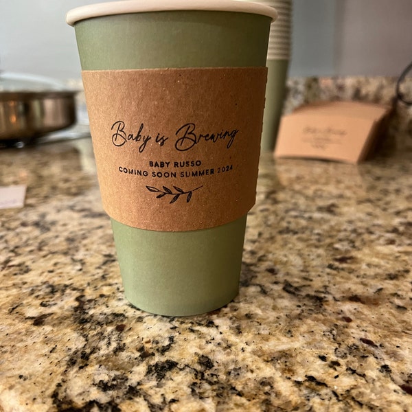 Personalized Baby Shower Coffee Sleeves Baby is Brewing Custom Coffee ...