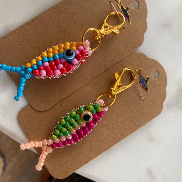 Beaded Fish Keychain and Purse Charm: Customizable - Etsy