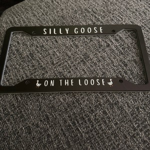 Funny Sasquatch License Plate Frame - Matte Black Stainless Steel Car Tag Frame 12.2x6.3 Inches With Screws & Hardware