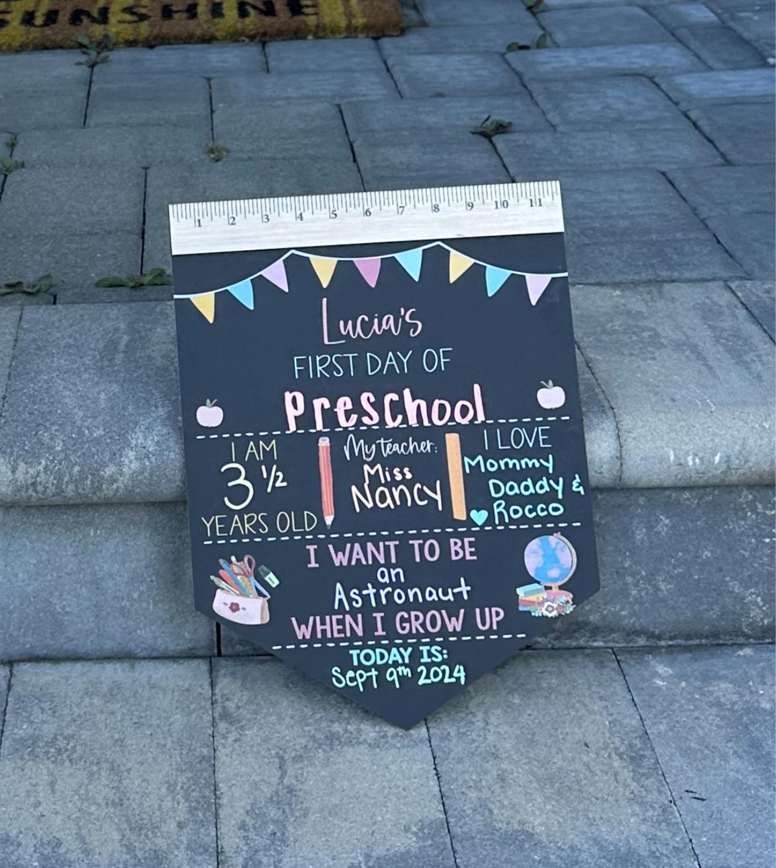 First Day of School Sign, Back to School Chalkboard, Reusable 1st Day Board, Last Day, Kindergarten, First Grade, Preschool, Ruler, BloomOwl