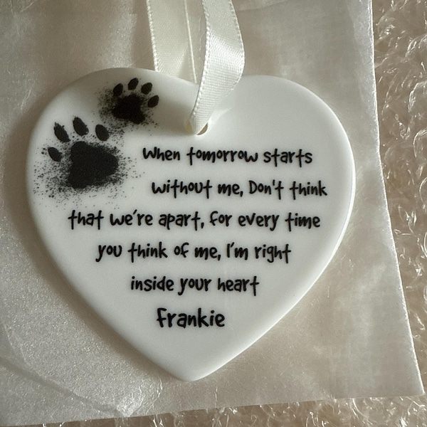Pet Loss Memorial Plaque, Bereavement Paw Print Keepsake to Remember a ...