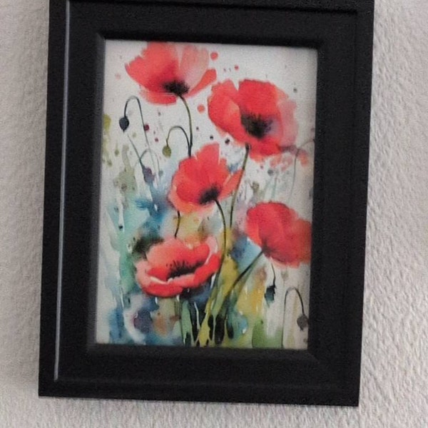 Red Poppy Flowers Watercolor Art Print Floral Artwork Farmhouse Wall ...