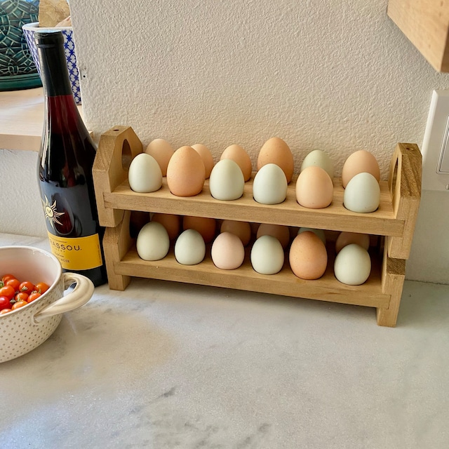  Wooden Double Layer Egg Holder - Farmhouse Kitchen Acacia Egg  Tray Organizer - 2 Tier Fresh Egg Storage Rack Basket for Countertop, 36  Capacity : Home & Kitchen