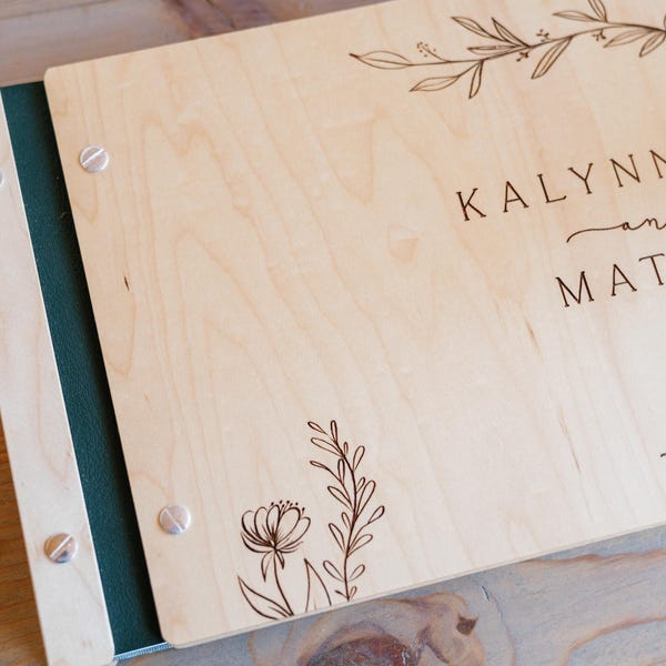 Wooden Wedding Guest Book Personalized Laser Engraved, Perfect for ...