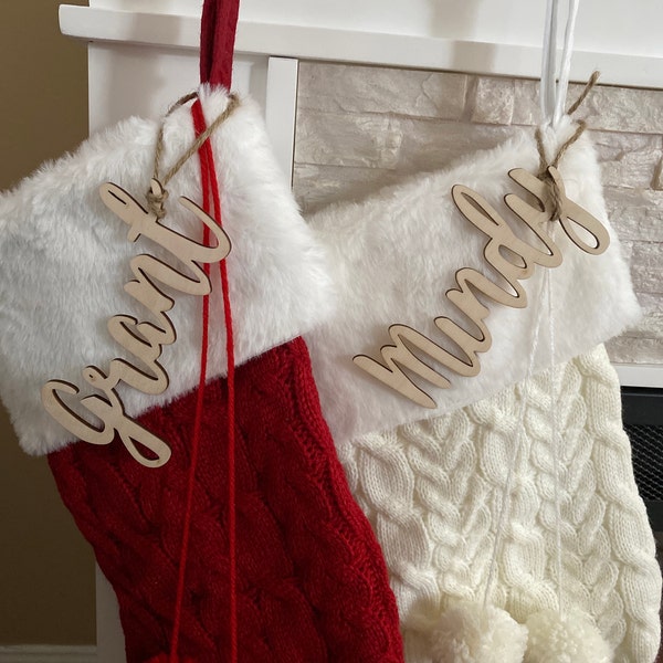 Personalized Stocking Name Tag, Christmas Wooden Custom Name Stocking