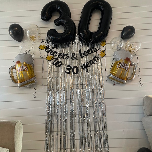 Cheers and Beers to 30 Years Party Decorations 30th Birthday Decor — free download