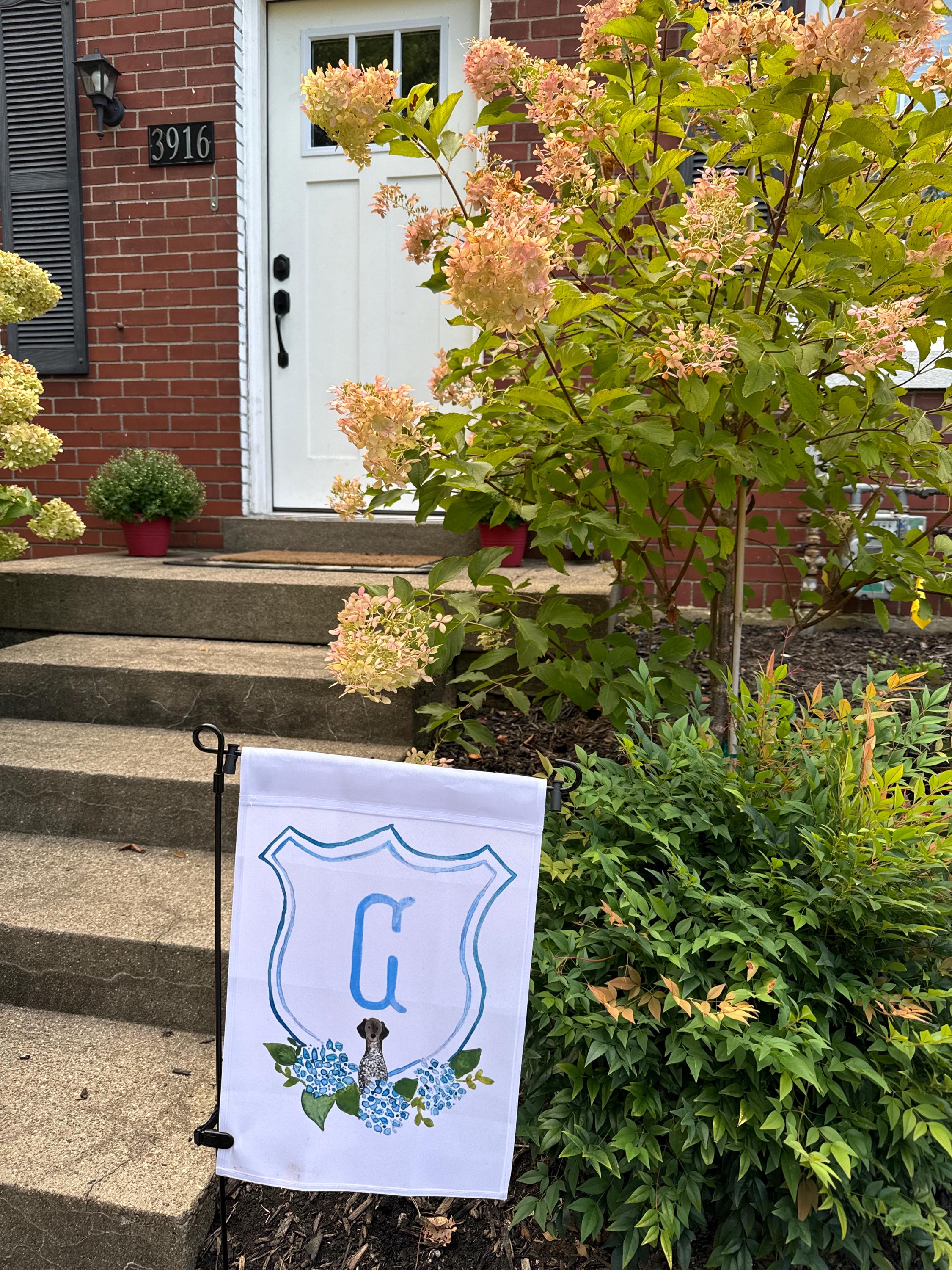 The Katherine Crest Mix and Match Pet Garden Flag | Personalized Pet Yard Flag, Goldendoodle, Golden Retriever, Lab, GSP, Spaniel, Cat