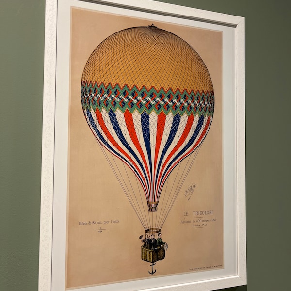 Framed Print Hot Air Balloon Art Poster, Vintage Balloon Art Print ...
