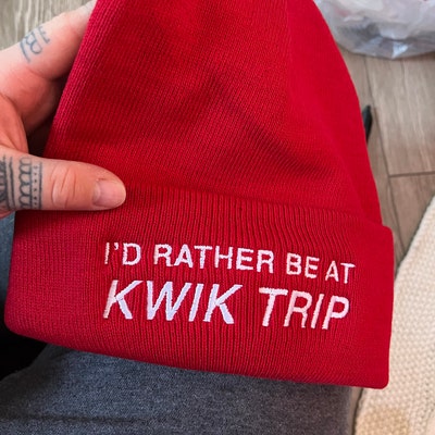 Id Rather Be at Kwik Trip Embroidered Beanie Hat, Perfect Gift for ...