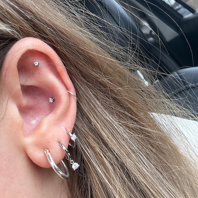 Cartilage Earring Double Helix Spiral Piercing Twisted Spiral Rope