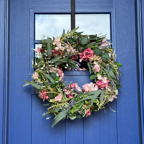 26 Inch Spring Every Day Front Door Hydrangea Lavender Grape Vine ...