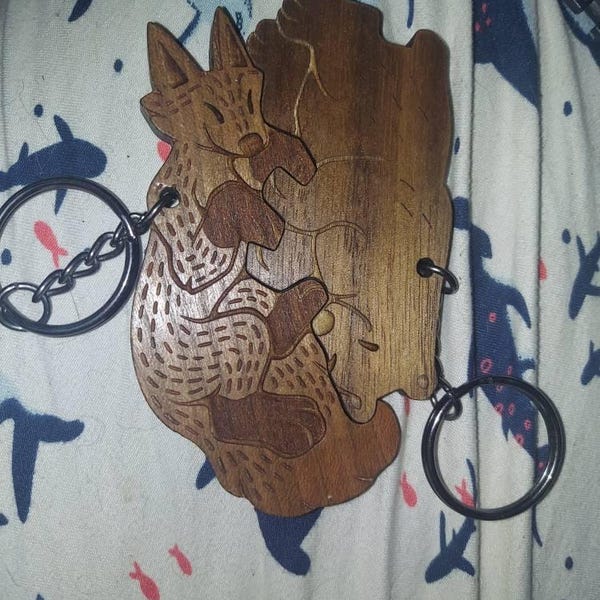 Feathered Raptor Dinosaur Couple Keychains - Friendship or Relationship ...