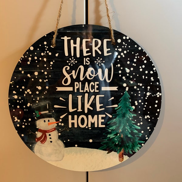 Round Door Hanger Christmas There's Snow Place Like Home ...