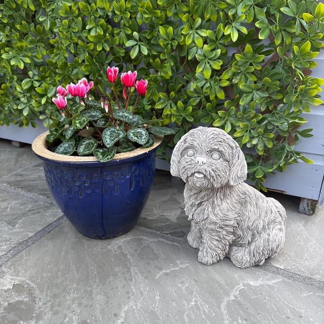HomeZone Grande 35cm Rustica Effetto Legno Seduto Cane Labrador Scultura Driftwood Casa Ornamenti da Giardino Prato Statua Resistente Alle Intemperie